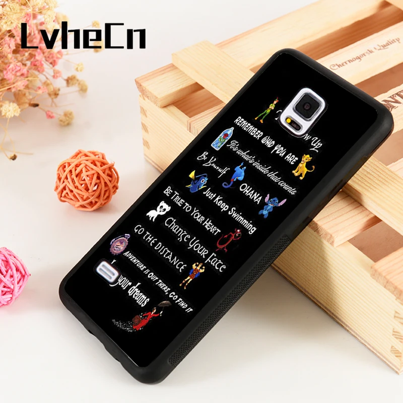 Чехол для телефона LvheCn S3 S4 S5 для samsung Galaxy S6 S7 S8 S9 egde plus Note 4 5 8 9 с цитатами на уроках Стич Питер Пэн Король Лев
