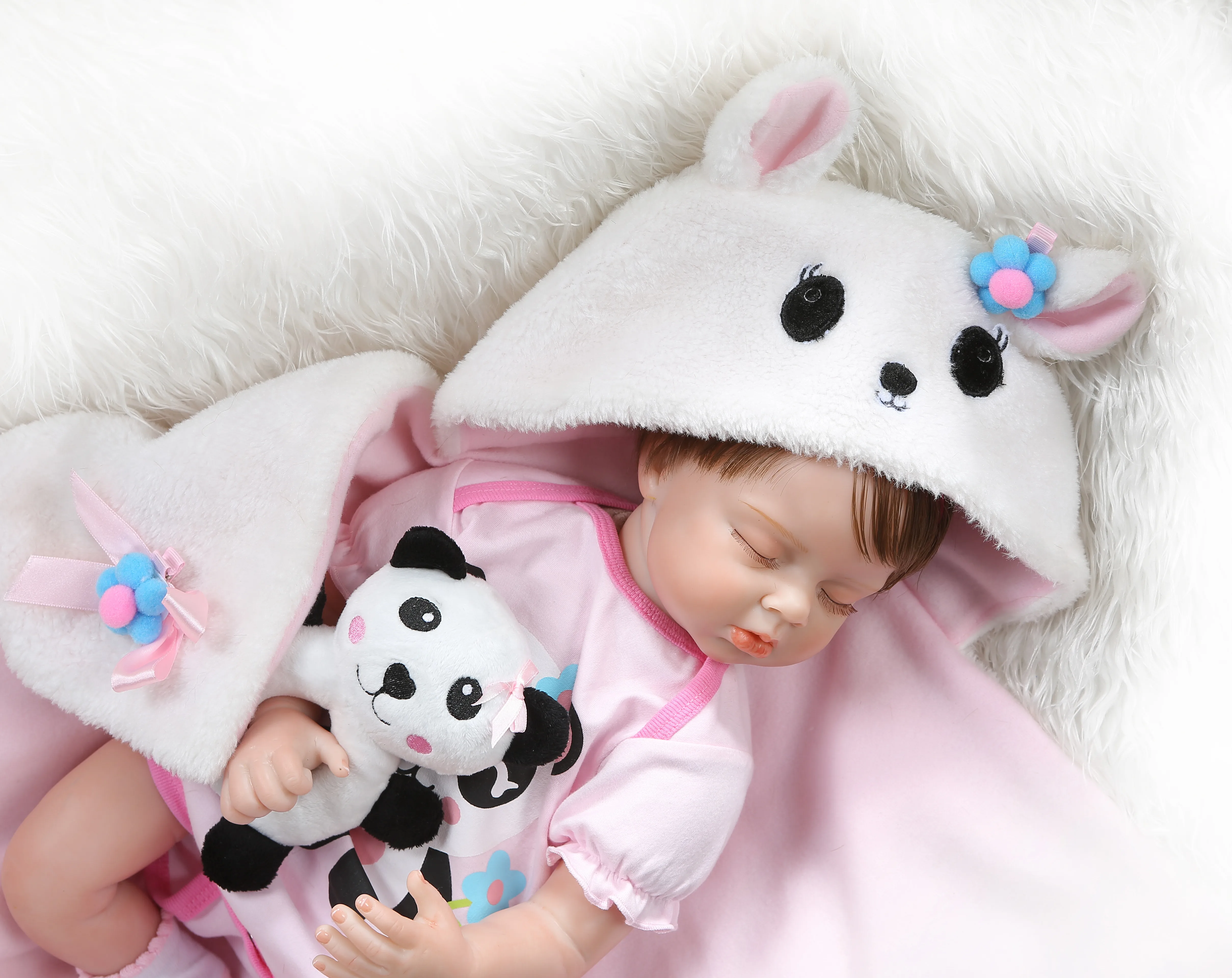 NPK 55 см кукла для новорожденных bebe realitic reborn Спящая девочка мягкие Утяжеленные