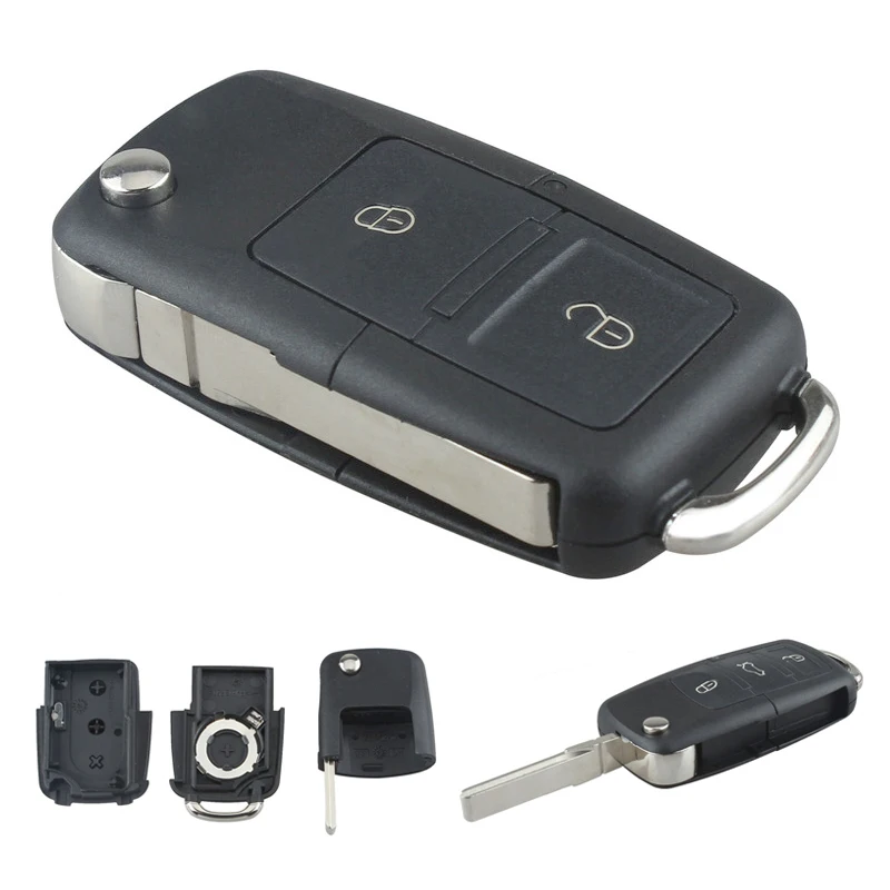 

Black 3 Buttons Smart Auto Car Remote Replacement Key Case No Chip with Uncut Car Flip Key for Volkswagen MK5 Vehicles