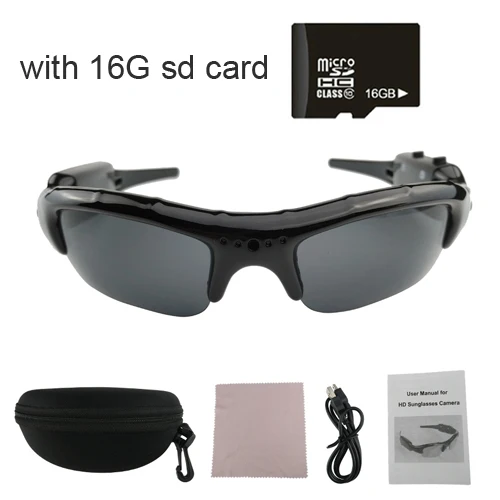 NEWBOLER велосипедные очки камера 2 в 1 экшн цифровой видео рекордер Спорт на открытом воздухе велосипед солнцезащитные очки для пеших прогулок Велоспорт солнцезащитные очки - Цвет: with 16G SD card