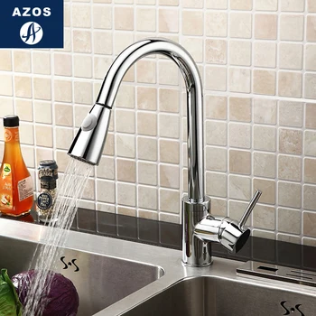 

Kitchen Sink Faucets 2 Design Stainless Steel Chrome Polish Silver Swivel Pull Out Hose Chrome Polish Brass Deck Mount CLCF016