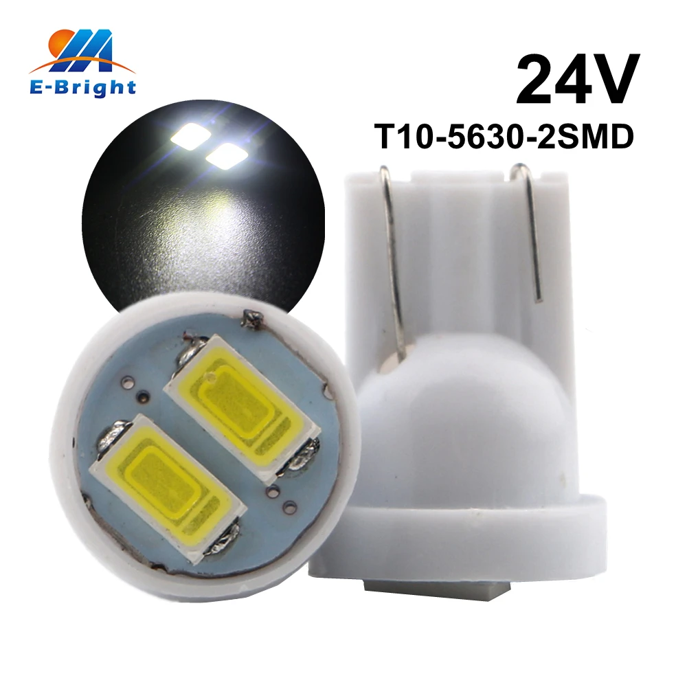 50/500pcs 24V T10 5630 2 SMD LED Light Bulbs Automobile License Plate