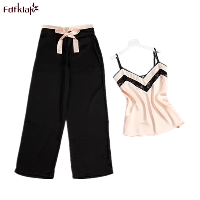 

Fdfklak Ladies Pajamas Silk Sexy Sleeveless Pajama Set Sweet Summer Pyjamas Women Sleepwear Pyjama pijama femme hiver