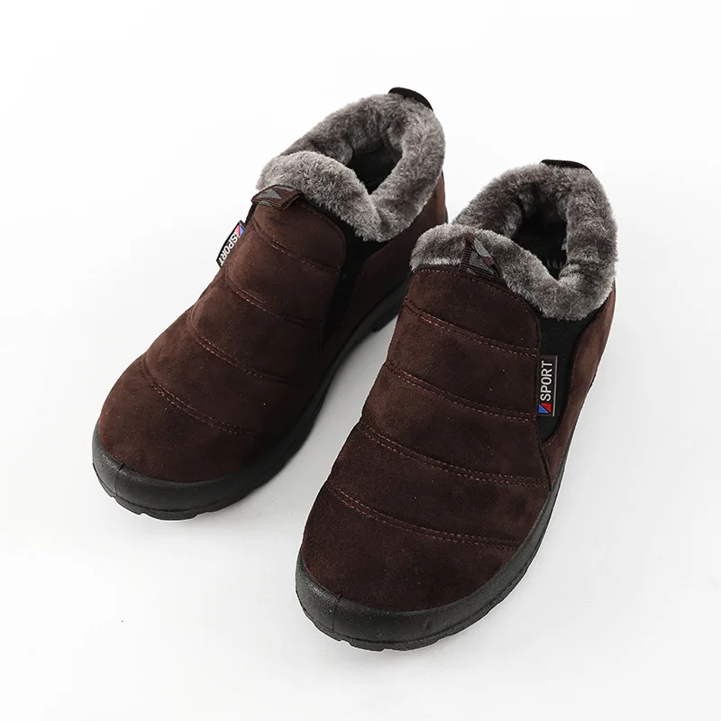 

Winter Mens Shoes Plush Warm Booties New Man Flock Low Cut Slip-on Outdoor Non-slip Middle Aged Elderly Shoes Zapatos De Hombre