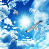 Custom Large Ceiling Zenith Mural Wallpaper 3D Stereo Blue Sky White Clouds Dove Nature Landscape Photo Mural Ceiling Wallpapers ► Photo 1/6