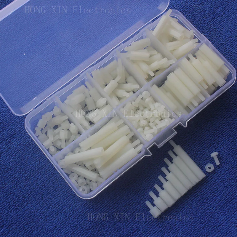 310Pcs M2.5 White Male-Female Spacers PCB Threaded Screws nuts Bolt Assortment kit set Fastener Hardware Hex Column Standoff