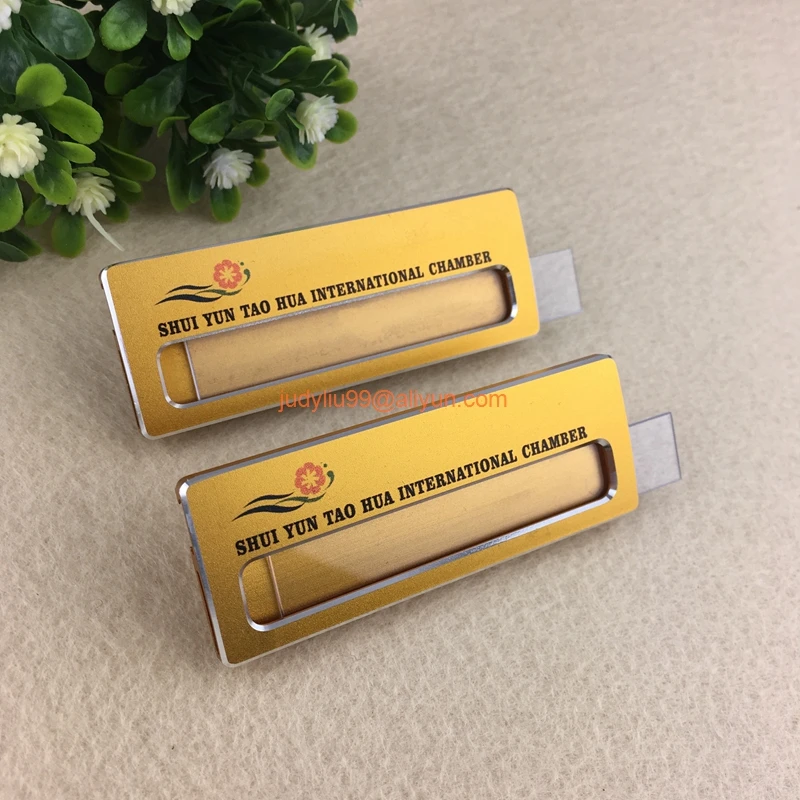 20pcs custom 8X4.2cm staff name badge aluminium reusable name tag ID pin UV print badge holder with safety pin or manget (2)