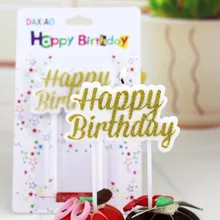 1 шт Золотая свеча с буквенным принтом для детского дня рождения украшения торта Топпер кекс десерт для дня рождения