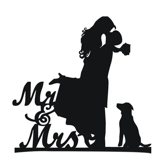 Download HOT SALE Cake Topper with Dog Pet ,Mr & Mrs Bride and ...