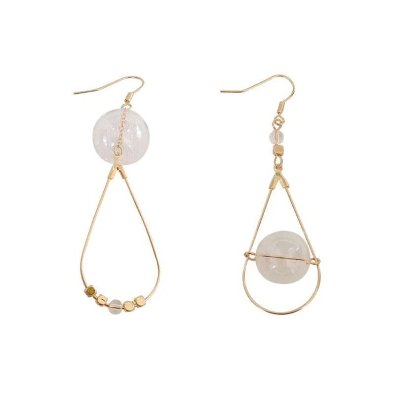 

Europe and the United States simple drop pendant geometry glass bubble personality temperament personalized temperament earrings