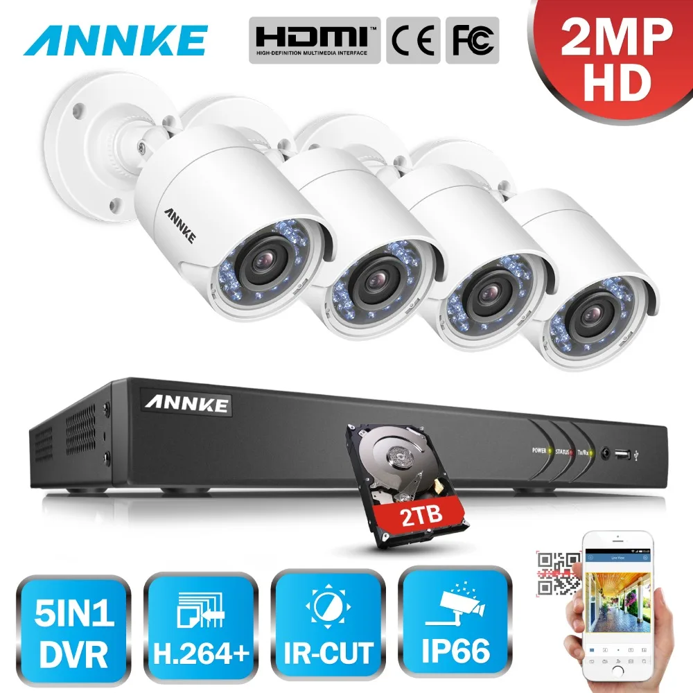 

ANNKE 16CH 2MP HD 4PCS Security Camera System Outdoor 5 in 1 H.264 IP66 Weatherproof Video Surveillance CCTV System DVR Kit