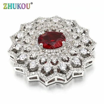 

38mm High Quality Handmade Brass Cubic Zirconia Flower Charms Connectors DIY Jewelry Findings Making, Model: VS211