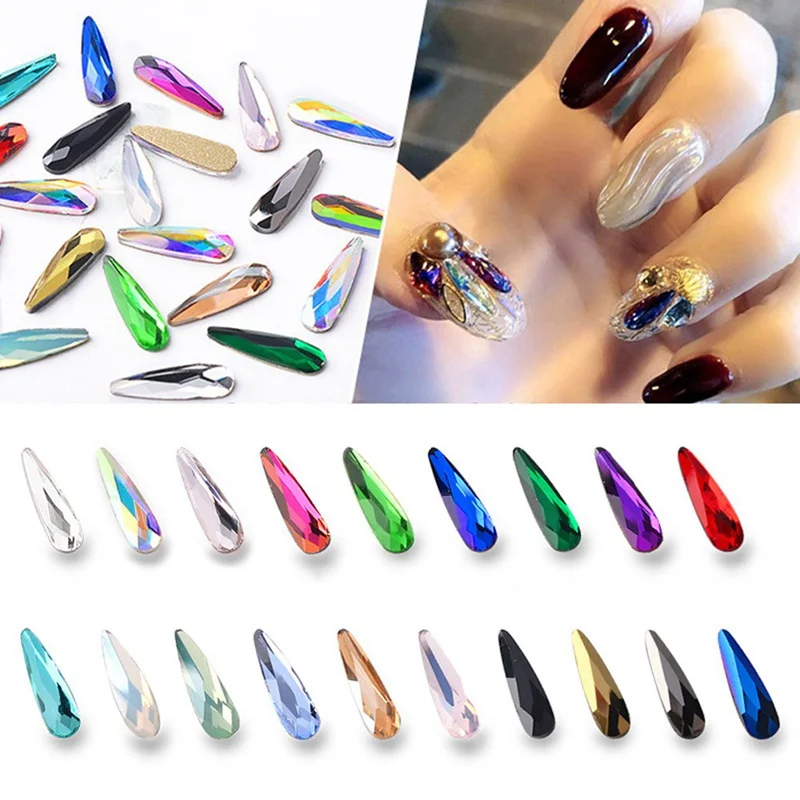 

10pcs 10mm Nail Art Drop Horse Eye Rhinestone Crystal 3D Charm Decoration AB Colorful Manicure DIY Decor Charms