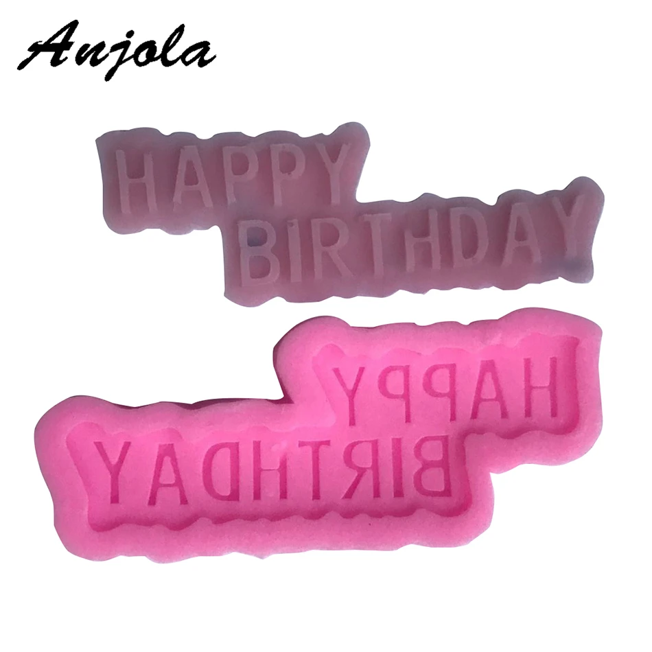 Anjola 2018 New 1pcs Happy Birthday English Letters Fondant Cake Mold ...