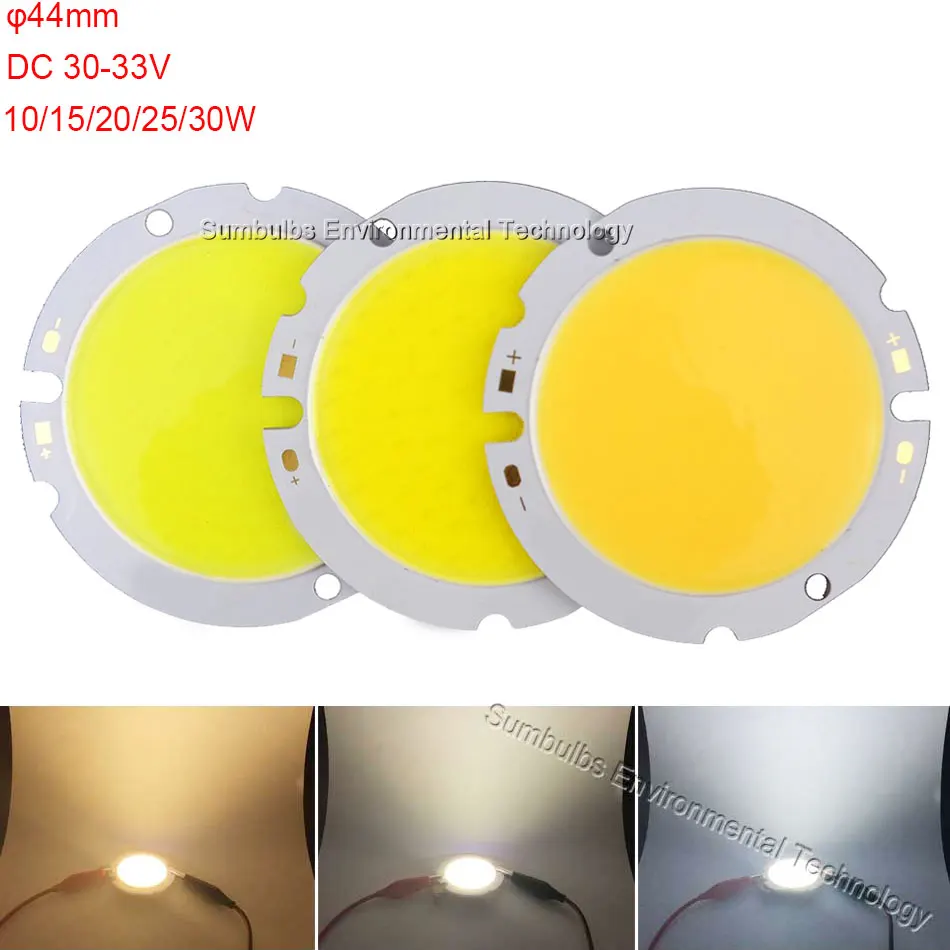 

10W 15W 20W 25W 30W Rounded COB LED Chip On Board Light Source Warm Natural Cold White 44MM Globe Circular LED Lamp DC 30V 33V