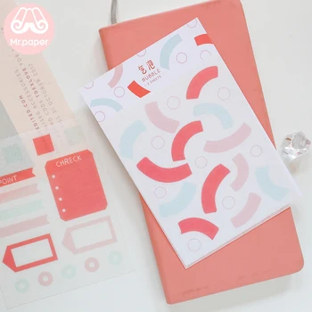 

Mr.paper 2pcs/lot 6 Designs Colorful Cute Diary Sheet Stickers Scrapbooking Planner Kawaii Decorative Stationery Stickers