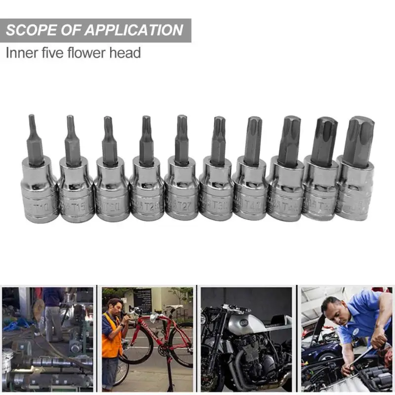 

10pcs/set 3/8 inch Torx Socket Wrench Set Car Repair Tool Combination Bits