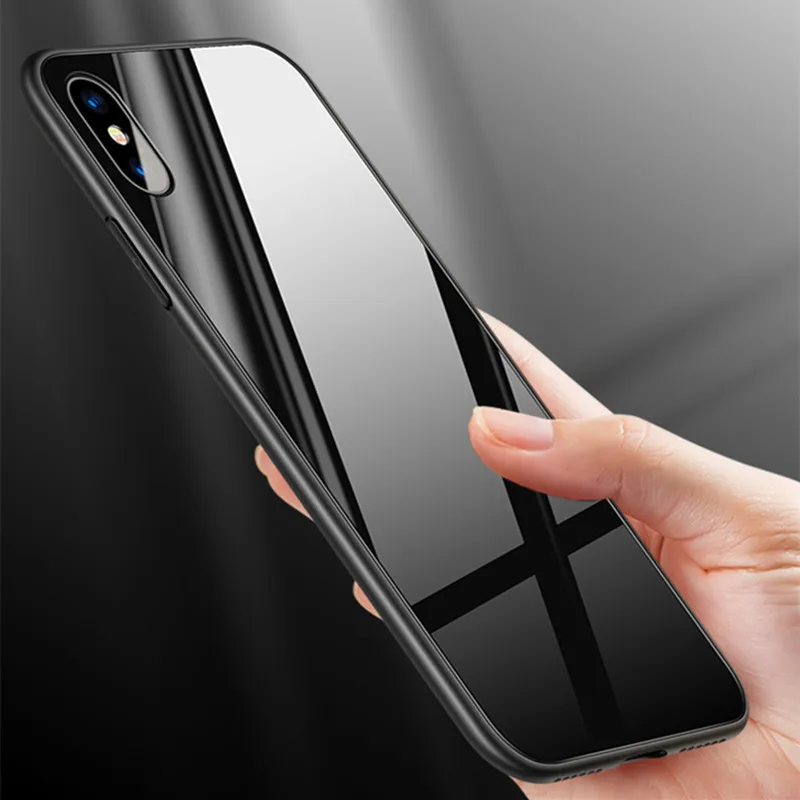 

Luxury Tempered Glass Case for iPhone X 8 7 6 6S Plus Hard Back Cover Soft TPU Silicone Bumper On For Apple iPhone 8Plus X 10