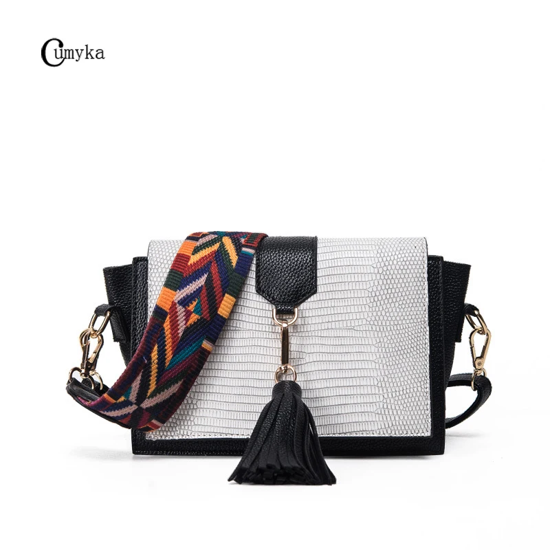 

Spring Summer New Small Tassel Women Shoulder Bag Vintage Serpentine Snake Women Wings Bags Fashion Trapeze PU Message Bags