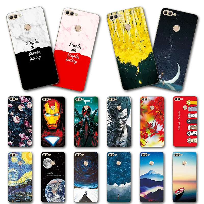 

Back Protective Painted Phone Case For Huawei Y9 2018 5.93'' Various Cover Capa Soft For Huawei Y9 2018 Fundas Shell