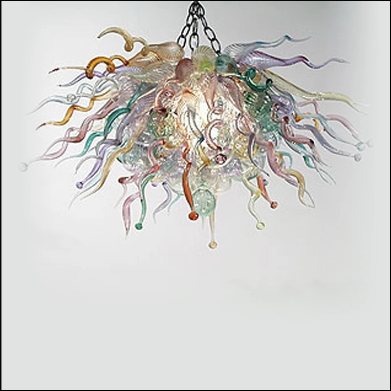 

Simple Designed Blown Glass LED Chandelier Custom Made Colored Murano Glass Chihuly Style Art Glass Chandelier