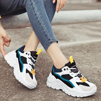 

Harajuku Chunky Women's Sports Shoes Women Sport Sneakers Women Running Shoes Dad on The Big Sole White Sapato Feminino A-241