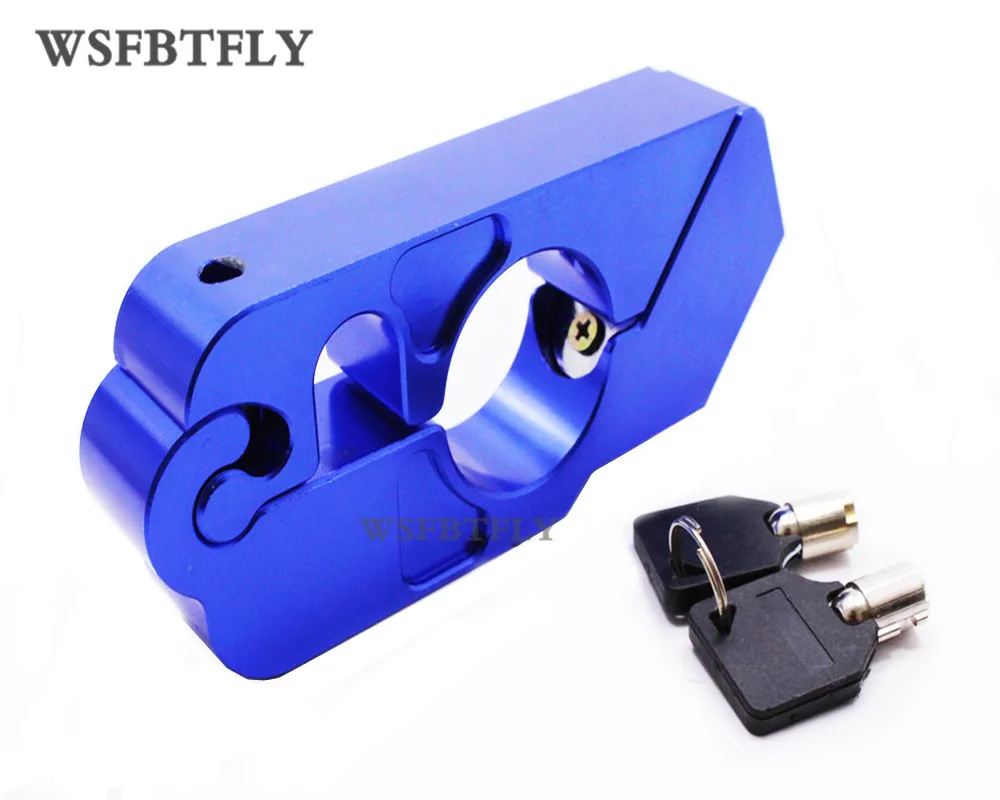 Blue Motorcycle Handlebar Grip Brake Lever Lock Anit Theft Security Caps Lockin Handlebar from