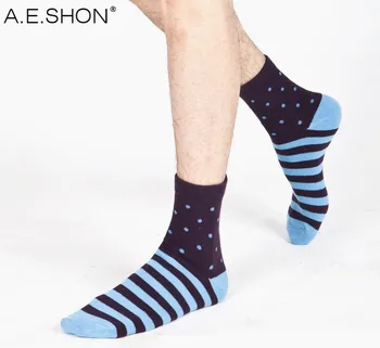 

winter MEN happy cotton funny socks Wave point grid stripes socks multicolor men's women socks Colorful Series meias masculinas
