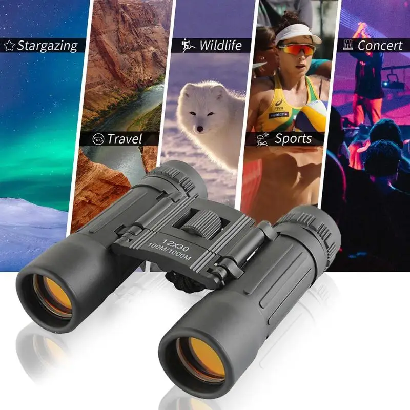 

12X30 Optical Zoom Field Glasses Telescopes Red Film Hunting HD Binoculars Adjustable Focal Length for Clear View Outdoor Tool
