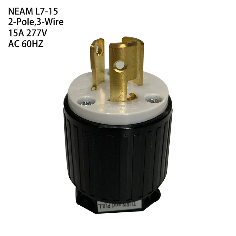 

US Nema L7-15P Anti-drop Industrial Groungding Locking Plug 2 Pole 3 Wire Connector plug with Power Cable Cord 15A 277V