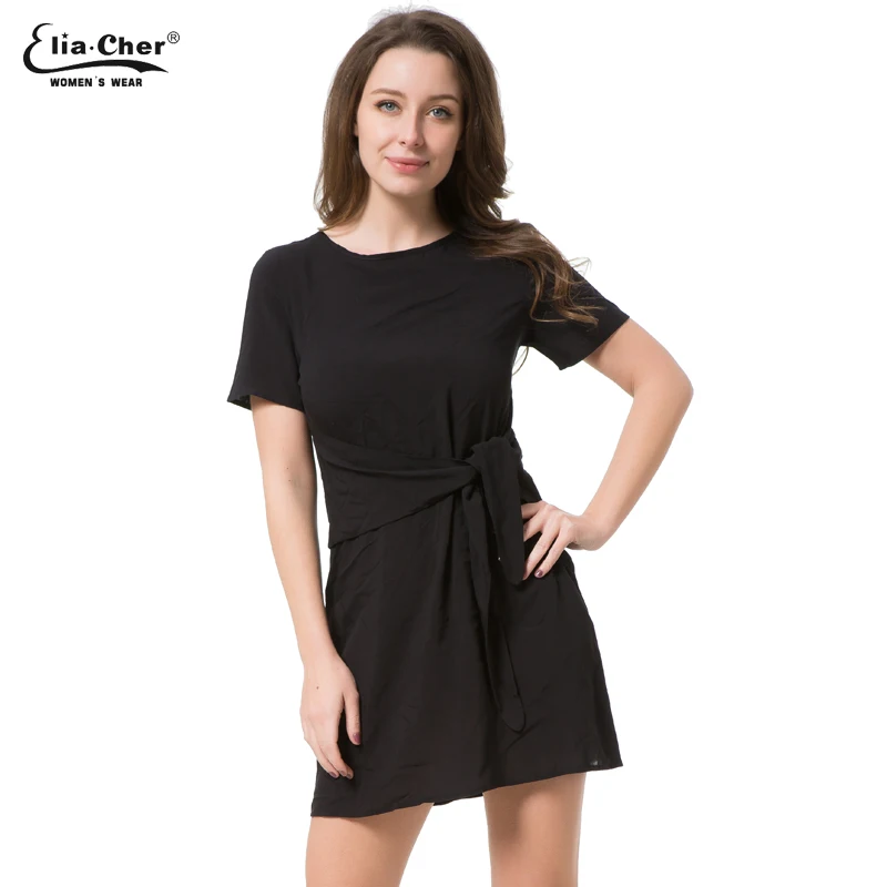 black fitted casual dress