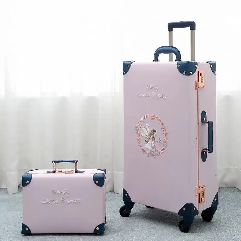 Tanie Retro Rolling bagaż Spinner Vintage skórzana walizka z kółkiem kobiety torba podróżna sklep