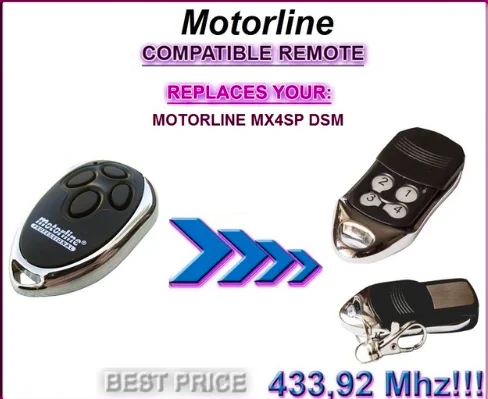 Motorline MX4SP DSM remote control replacement 433,92Mhz rolling code free shipping normstahl t433 4 compatible replacement remote control 433 92mhz rolling code