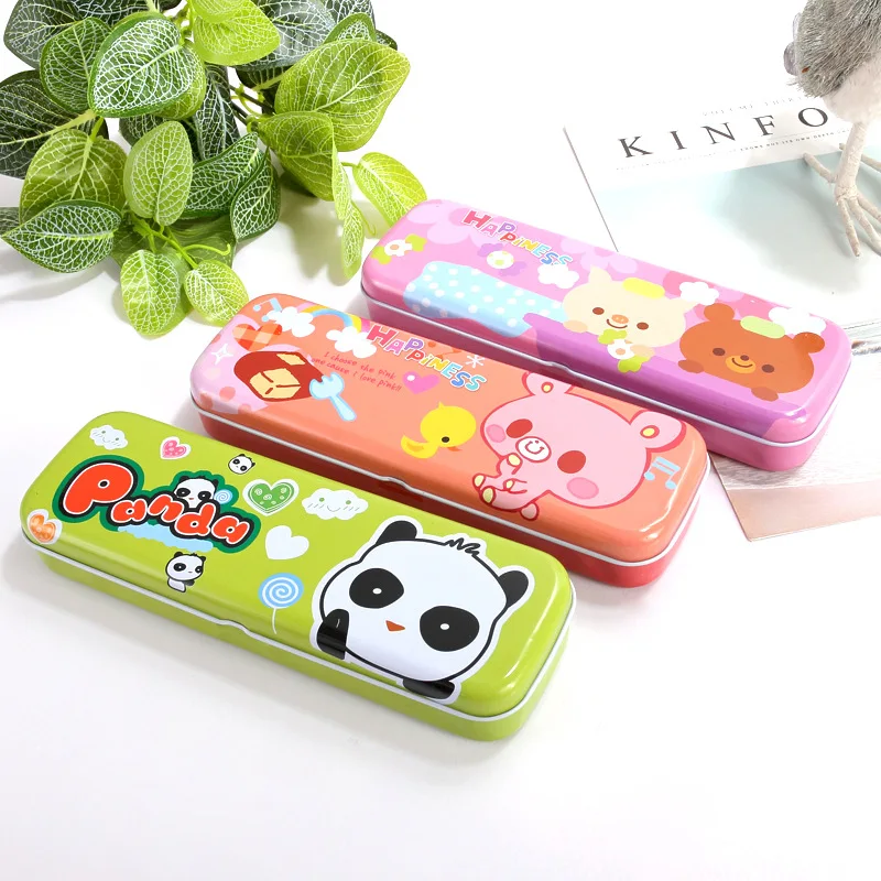 Милый Kawaii Железный пенал двухслойный Многофункциональный креативный