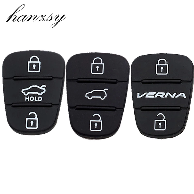 

3 Buttons Rubber Button Pad for Hyundai Solaris Accent Tucson l10 l20 l30 For Kia Rio sportage Ceed venga Flip Car Key Cover