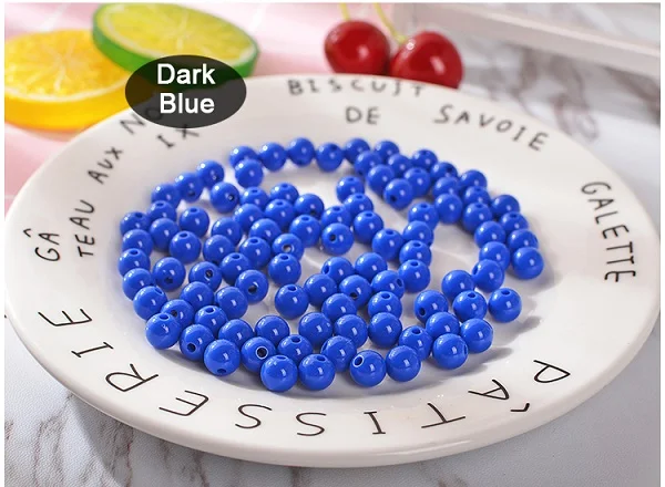 8 мм Пластиковые акриловые массивные бусины Гладкие Круглые свободные бусины для изготовления ювелирных изделий браслет ювелирных изделий Аксессуары для DIY - Цвет: Royal Blue