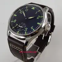 new arrive 44mm parnis black dial green luminous sea-gull 6498 hand winding mens watch