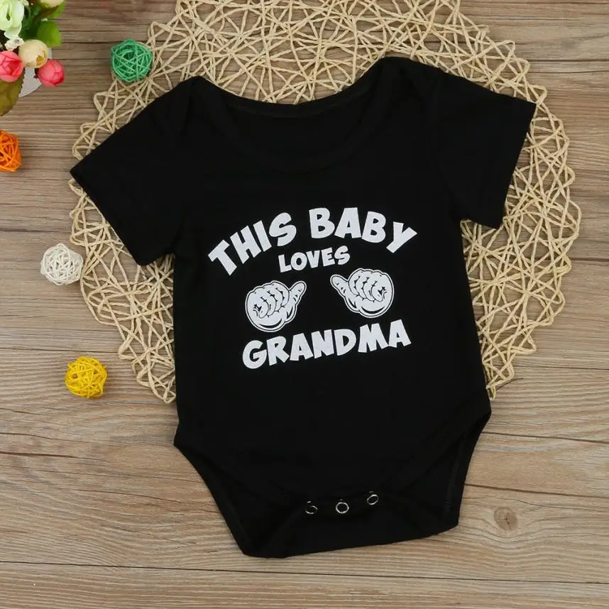 Одежда для малышей комбинезон унисекс с надписью this Baby loves grandma новорожденных