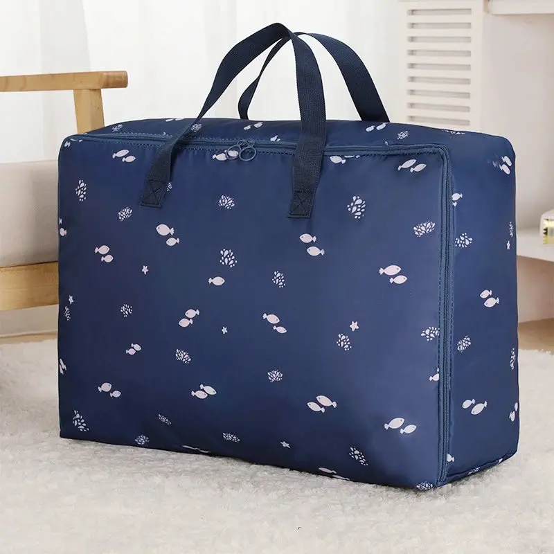 navyblue fish Портативный хранения мешок с персонажем из мультфильмов высокого качества Ткань Оксфорд Стёганое Одеяло сумка для хранения больших Ёмкость путешествия посылка игрушка организации сумка Водонепроницаемый посылка - Цвет: navyblue fish