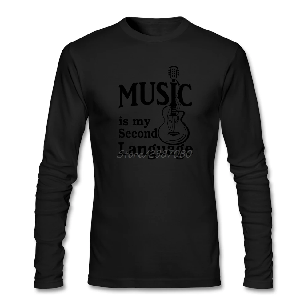 Music is My второй Язык футболка на заказ с длинными рукавами брендовая одежда Hipster