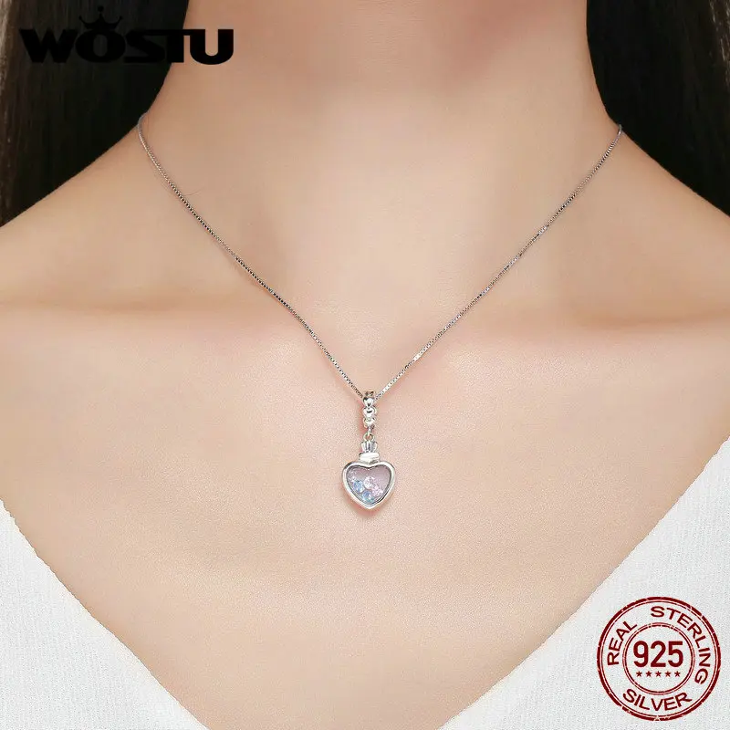 Кулон в виде сердца из серебра 925 пробы с фианитами|cz stone|authentic sterling silverstone round |