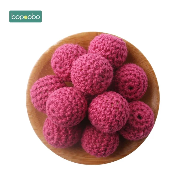 Bopoobo 20mm 10pcs Wooden Crochet Beads Chewable Beads DIY Wooden Teething Knitting Beads Jewelry Crib Sensory Toy Baby Teether 25