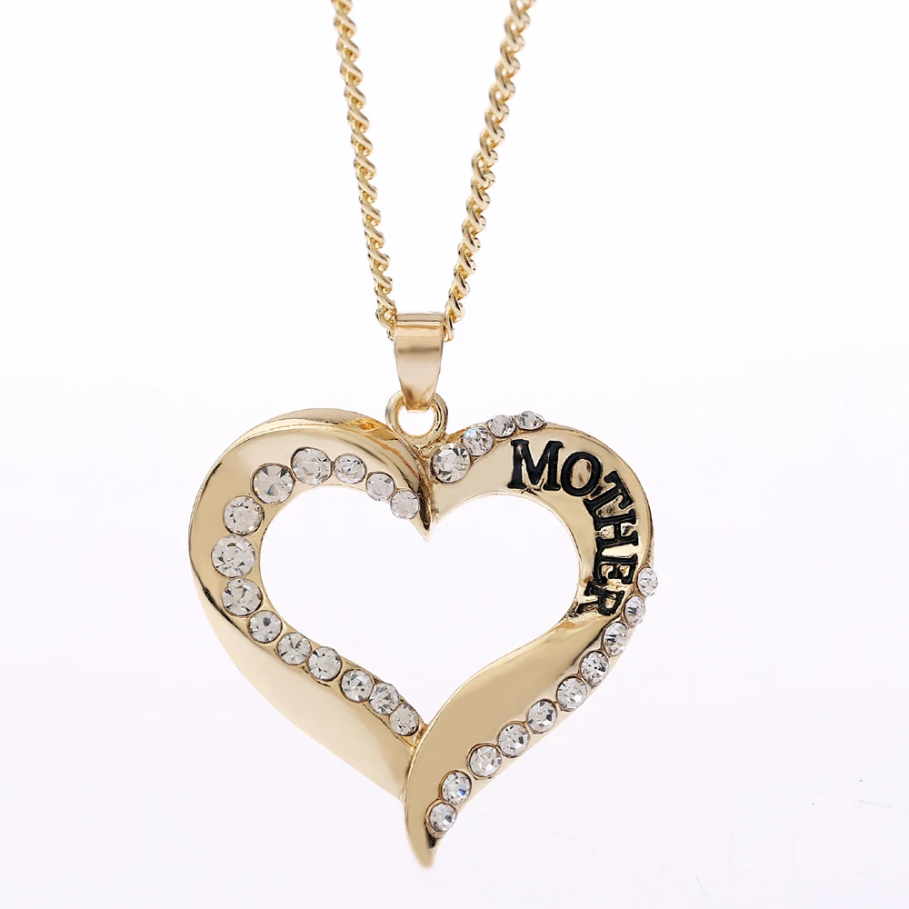 

2018 Fashion Necklace Jewelry Mother's Gift Silver Necklace Choker Chain Heart Pendants Gold Cystal High quality necklace Party
