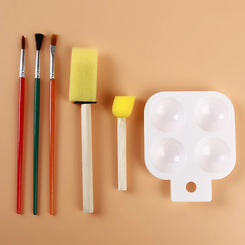6 Pieces Set Хорошая распродажа, Детская кисть для рисования, сделай сам, Цветная кисть, губка, с палитрой, набор для рисования, цветочные граффити, художественные принадлежности, щетка, 6 шт./компл - Цвет: 6 Pieces Set
