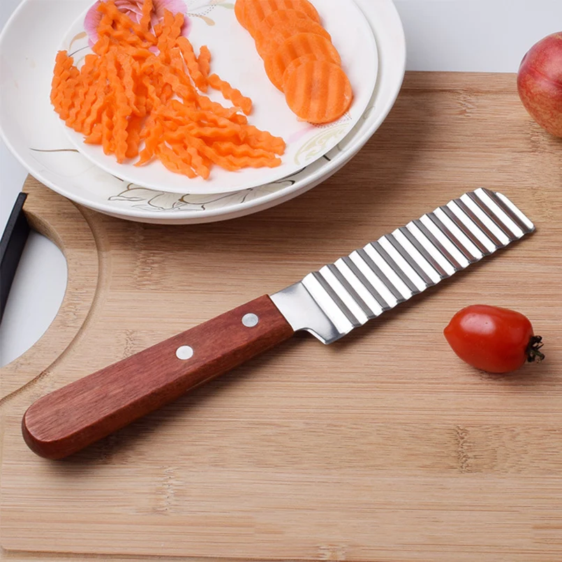 

Kitchen Cooking Tool Stainless Steel Wave Cutter French Fries Knife Dough Scraper Potato Slicer Fruits Potato Wave Knife Chopper