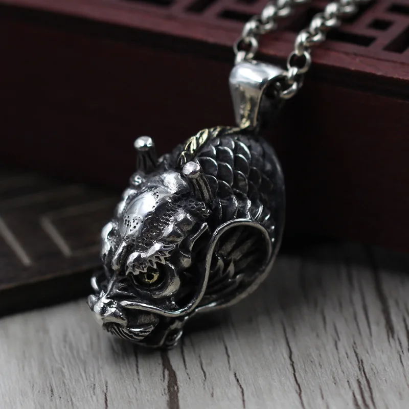 

Thai Silver Retro Personality Carved Faucet Pendant Unique Necklace Pendant Sterling Silver 925 Jewelry