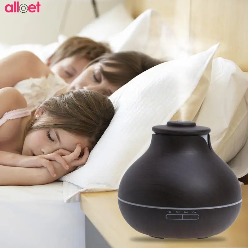 400ml Essential Oil Diffuser Wood Grain Ultrasonic Aroma Cool Mist Humidifier For Office Home Bedroom