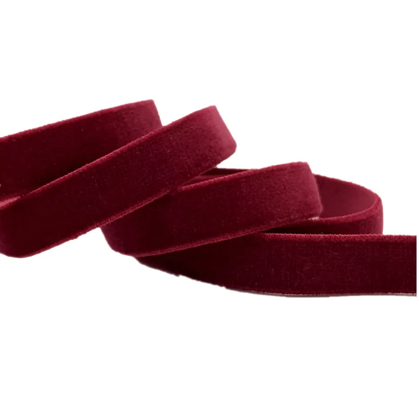 

10 Yards 10mm Wine Red Soft Velvet Elastic Ribbon For DIY Sewing Headband Clips Bow Wedding Christmas Decoration 19 Colors