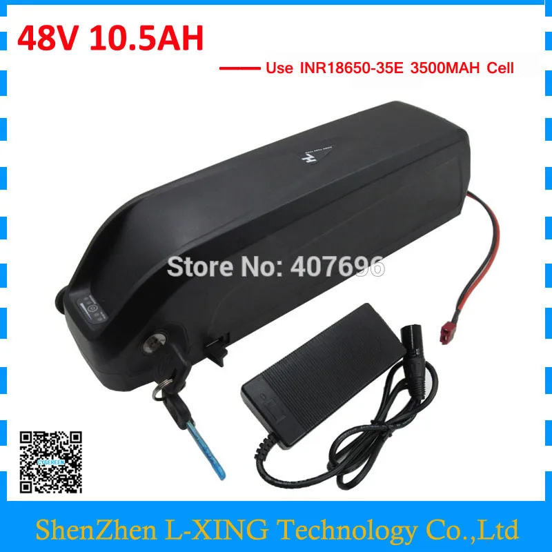 

48V 10.5AH Electric Bike battery 48V hailong lithium ion battery use 35E 3500mah 18650 cell with 20A BMS 54.6V 2A Charger