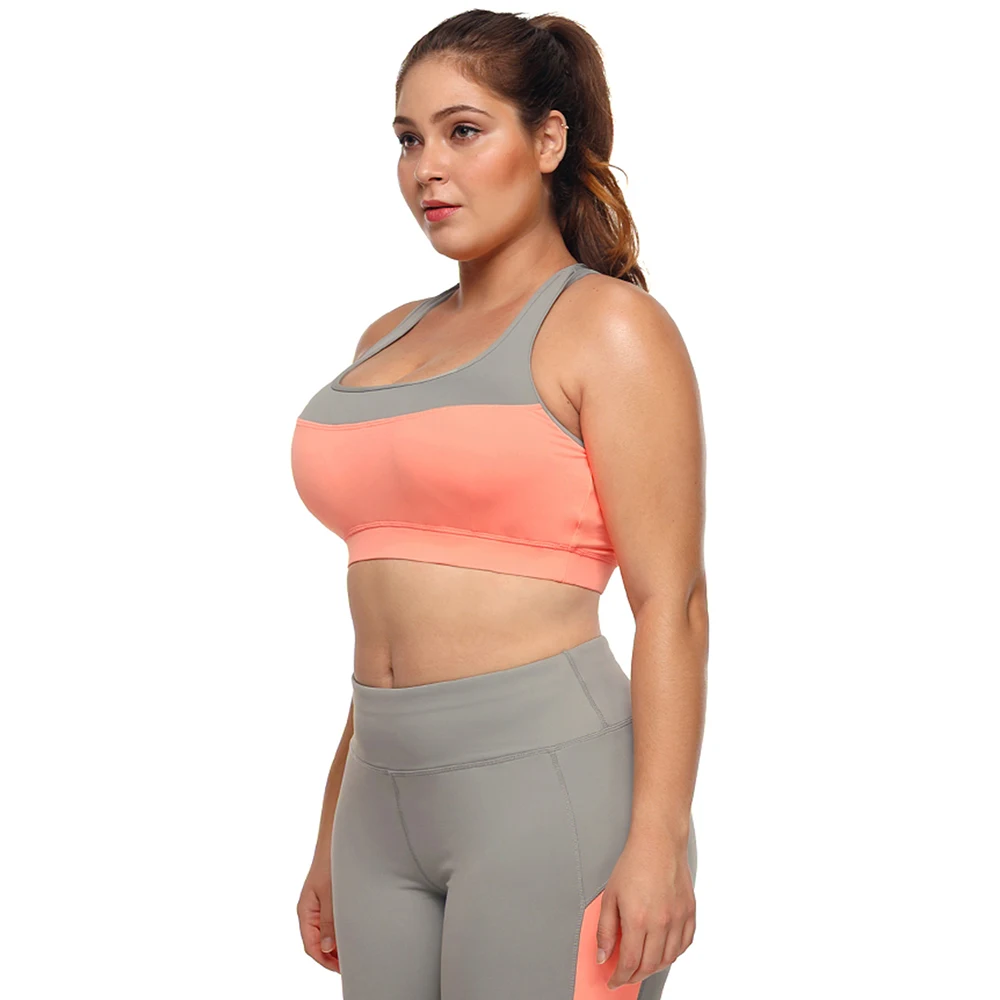 Large Big Plus Size Fitness Top Female Sport Brassiere Push Up Piping Trim Padded Women Running Yoga Workout Sports Bra 2018